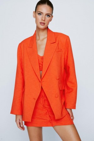 Blejzr Nasty Gal Asymmetric Co-Ord Single Breasted Oranžové | CZ 2639-AQDTR