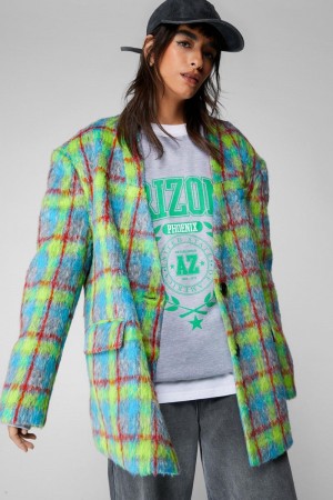 Blejzr Nasty Gal Premium Neon Plaid Tailored Coat Viacfarebný | CZ 2758-CSNQO