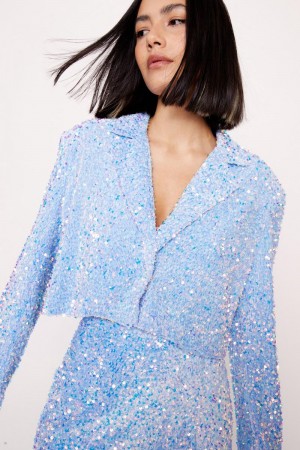 Blejzr Nasty Gal Premium Velvet Sequin Cropped Blankyt | CZ 5806-WJCEM