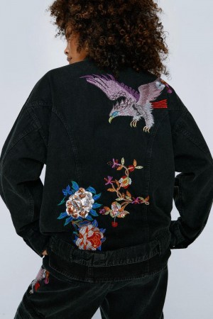 Bunda Nasty Gal Embroidered Beaded Oversized Pocket Shacket Šedé | CZ 8306-FOCQM