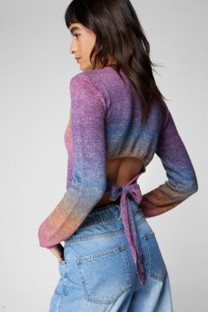 Crop Top Nasty Gal Ombre Wrap Back Knit Viacfarebný | CZ 7893-CANZF