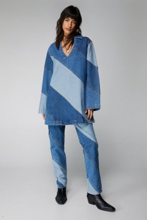 Džíny Nasty Gal Colorblock Denim Viacfarebný | CZ 8140-XJMFY