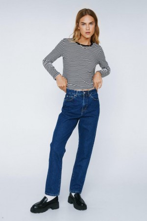 Džíny Nasty Gal Organic Bavlněné Rovný Leg Denim Indigo | CZ 8230-HMUNC