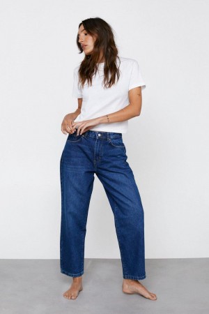 Džíny Nasty Gal Petite High Pasem Denim Mom Blankyt | CZ 5018-WHJRN