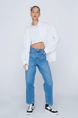 Džíny Nasty Gal Petite Organic Bavlněné Rovný Leg Denim Blankyt | CZ 7312-UAPCK