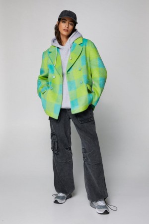 Kabáty Nasty Gal Premium Green Plaid Blazer Zelene | CZ 2478-ECJYM