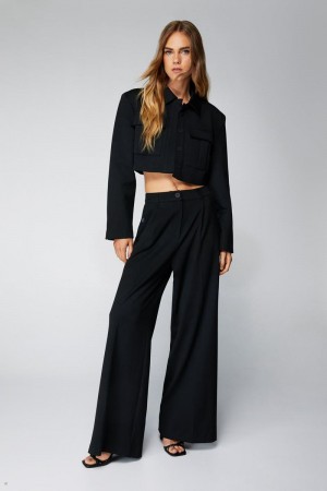 Kalhoty Nasty Gal Premium Tailored Široké Leg Černé | CZ 0576-LJKDY