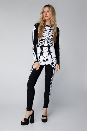 Kombinéza Nasty Gal Long Sleeve Skeleton Černé | CZ 9564-FYVIP