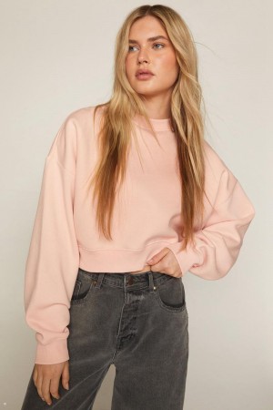 Mikina Nasty Gal Cropped Crew Neck Růžové | CZ 4735-TKIUS