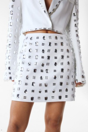 Sukně Nasty Gal Premium Embellished Tailored Mini Bílé | CZ 2780-MJOWY