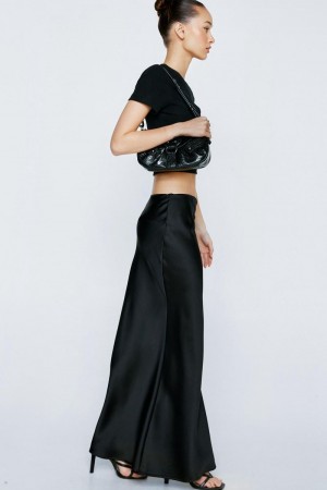 Sukně Nasty Gal Satin Maxi Černé | CZ 9274-SDRCE