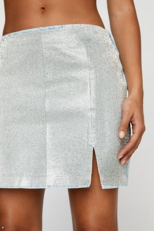 Sukně Nasty Gal Sequin Denim Mini Blankyt | CZ 3418-LWXFY