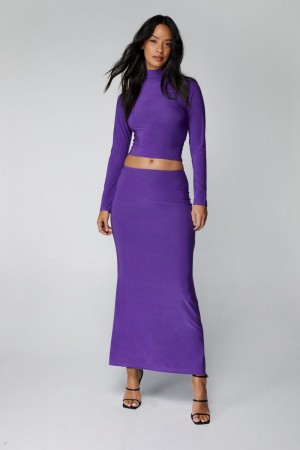 Sukně Nasty Gal Slinky Maxi Fialové | CZ 3481-YNTHI