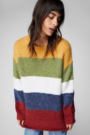 Svetry Nasty Gal Oversized Stripe Viacfarebný | CZ 3126-GXPKC