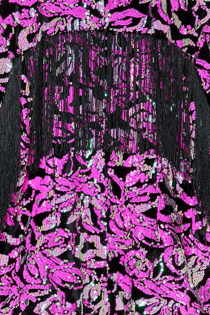 Blejzr Nasty Gal Plus Velikost Fringe Velvet Sequin Růžové | CZ 4796-AICGU