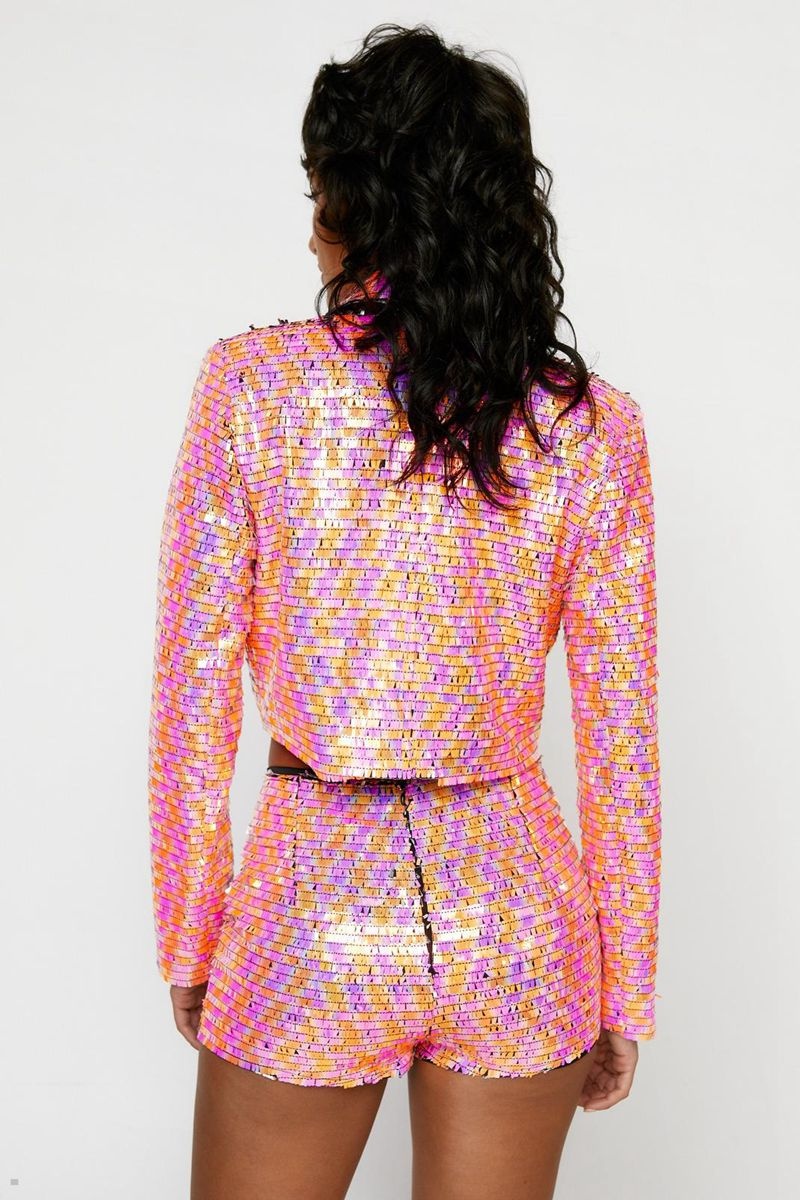 Blejzr Nasty Gal Premium Sequin Cropped Viacfarebný | CZ 2834-CJULW