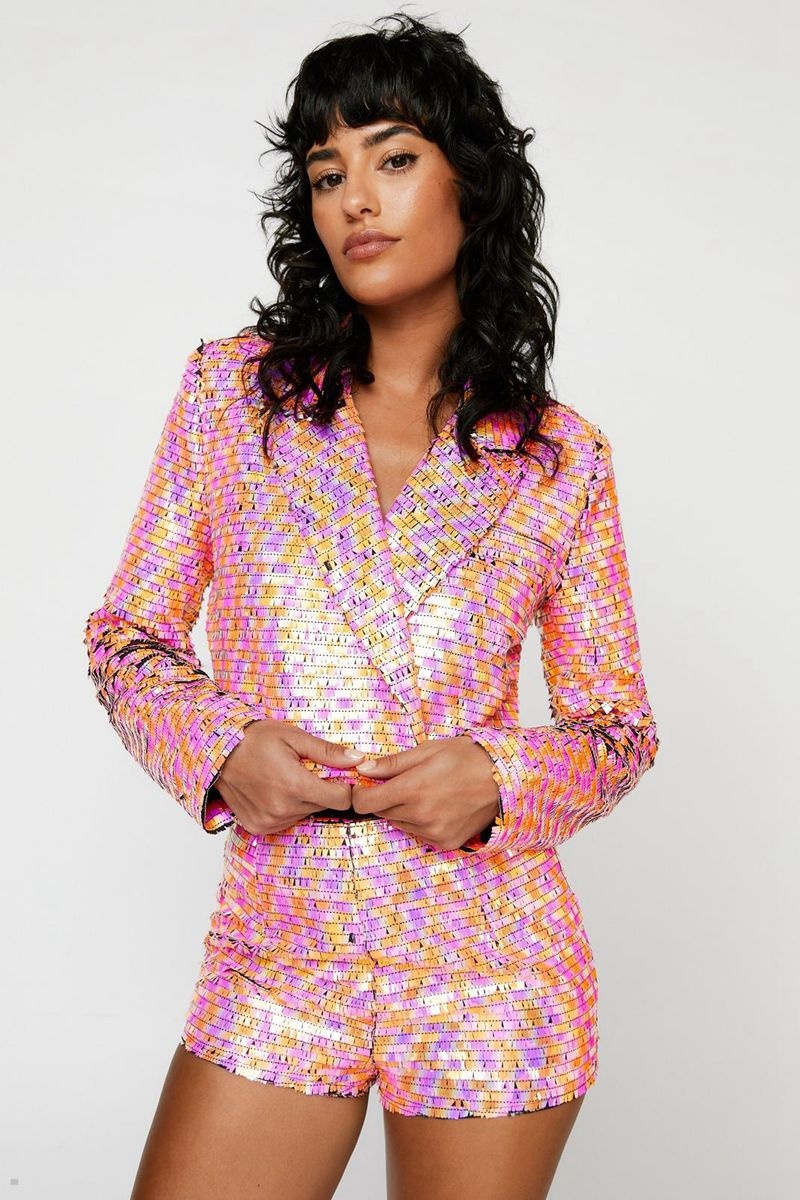 Blejzr Nasty Gal Premium Sequin Cropped Viacfarebný | CZ 2834-CJULW