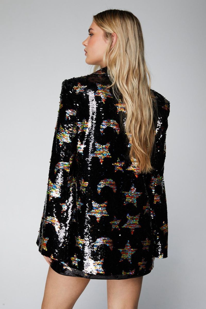 Blejzr Nasty Gal Premium Star Sequin Černé | CZ 9748-CINLR