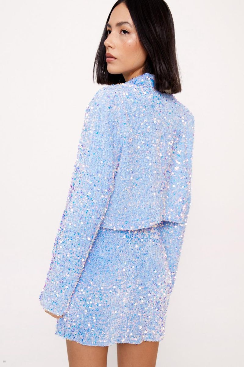 Blejzr Nasty Gal Premium Velvet Sequin Cropped Blankyt | CZ 5806-WJCEM