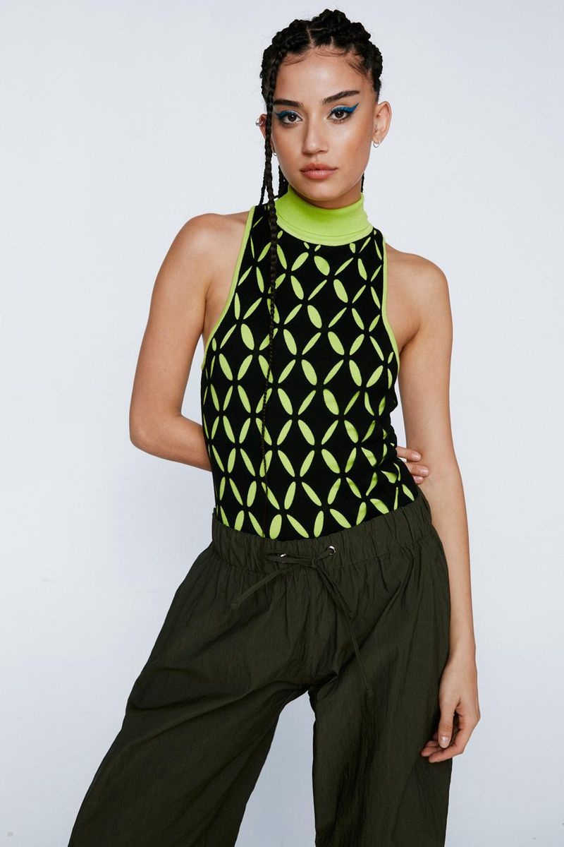 Body Nasty Gal Pletené Cut Out Zelene | CZ 4783-LDFTR