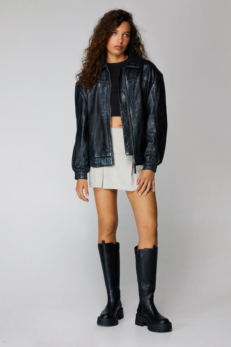 Boty Nasty Gal Faux Læder Knee High Chelsea Černé | CZ 2904-RGDQN