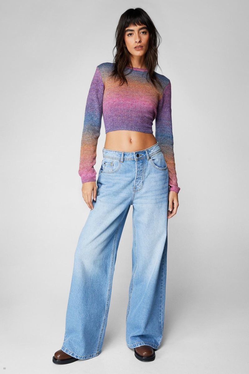 Crop Top Nasty Gal Ombre Wrap Back Knit Viacfarebný | CZ 7893-CANZF