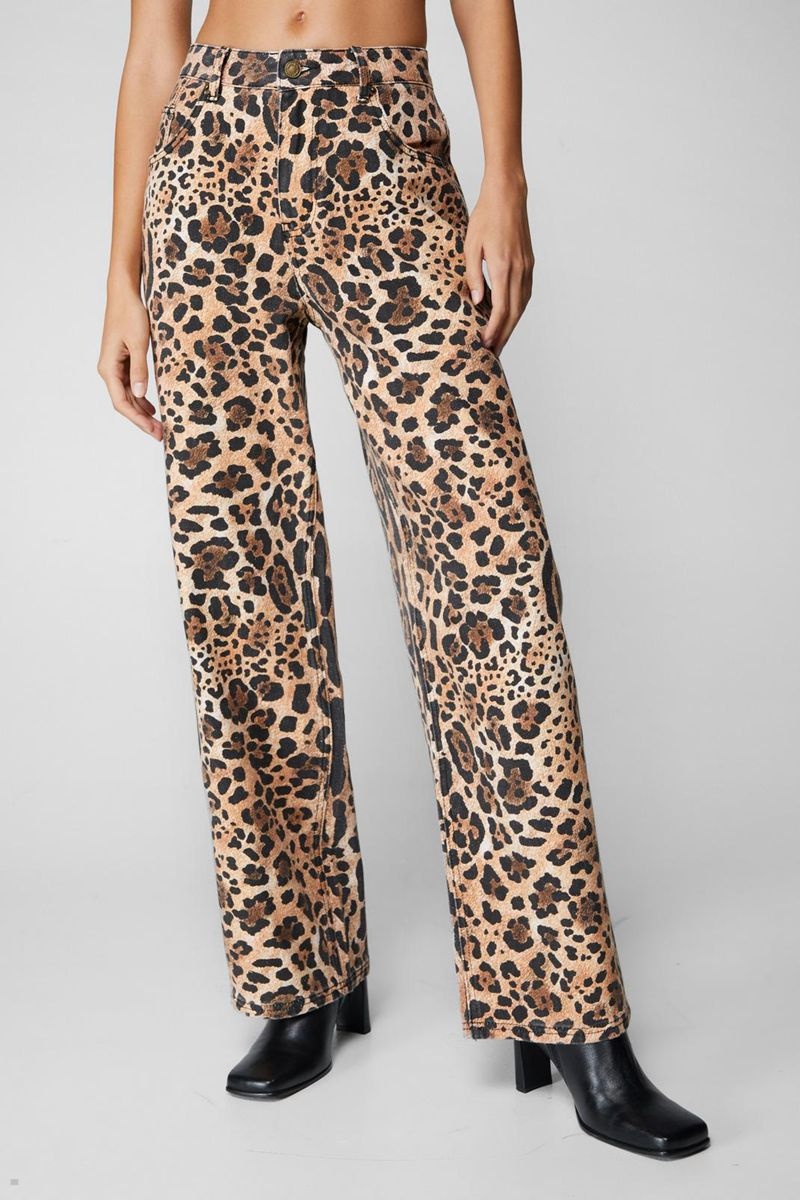 Džíny Nasty Gal Animal Print Rovný Leg Viacfarebný | CZ 5297-JSHUL