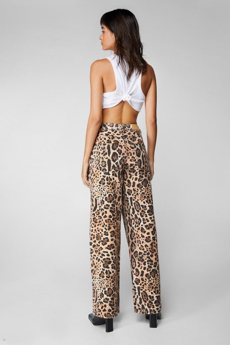 Džíny Nasty Gal Animal Print Rovný Leg Viacfarebný | CZ 5297-JSHUL