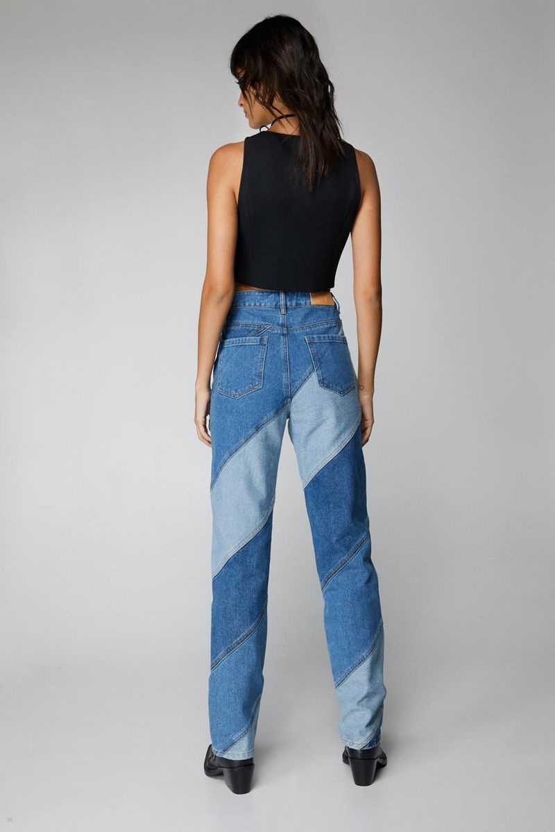 Džíny Nasty Gal Colorblock Denim Viacfarebný | CZ 8140-XJMFY