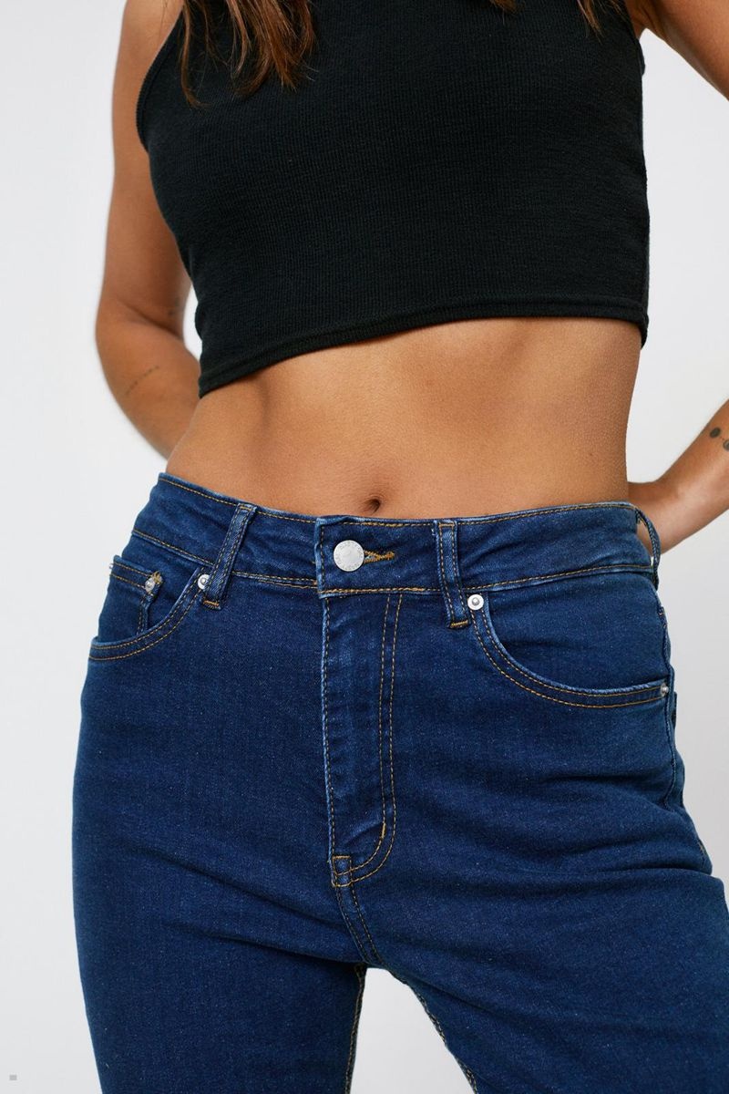 Džíny Nasty Gal Petite Denim Hubená Indigo | CZ 4976-DCFMS