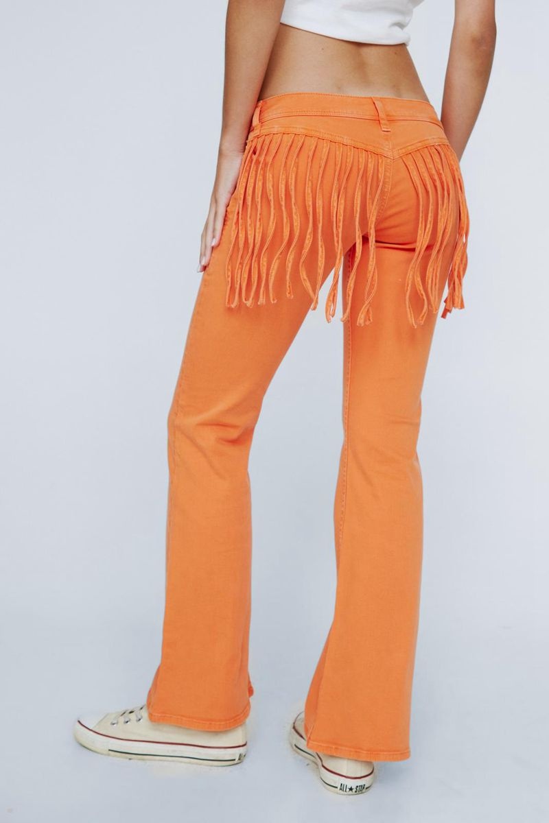 Džíny Nasty Gal Petite Fringed Low Rise Flared Denim Oranžové | CZ 6758-YGNWM