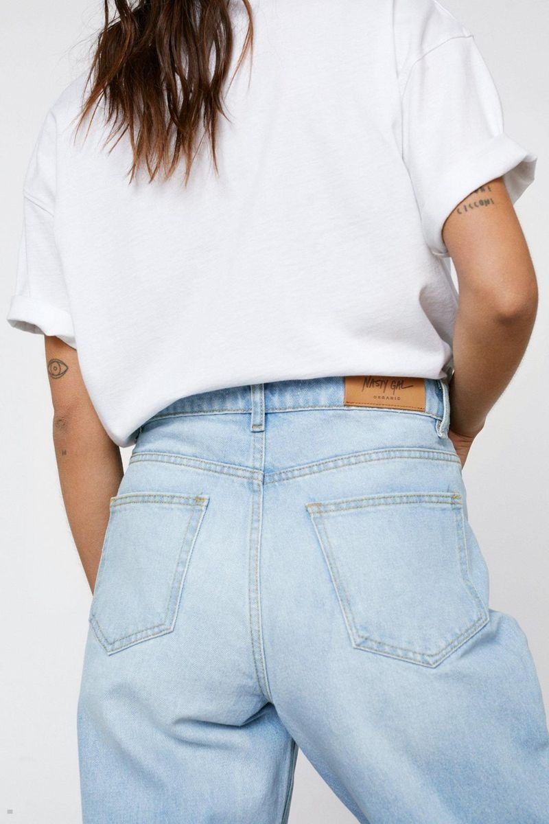 Džíny Nasty Gal Petite High Pasem Denim Mom Blankyt | CZ 0142-YIUHW