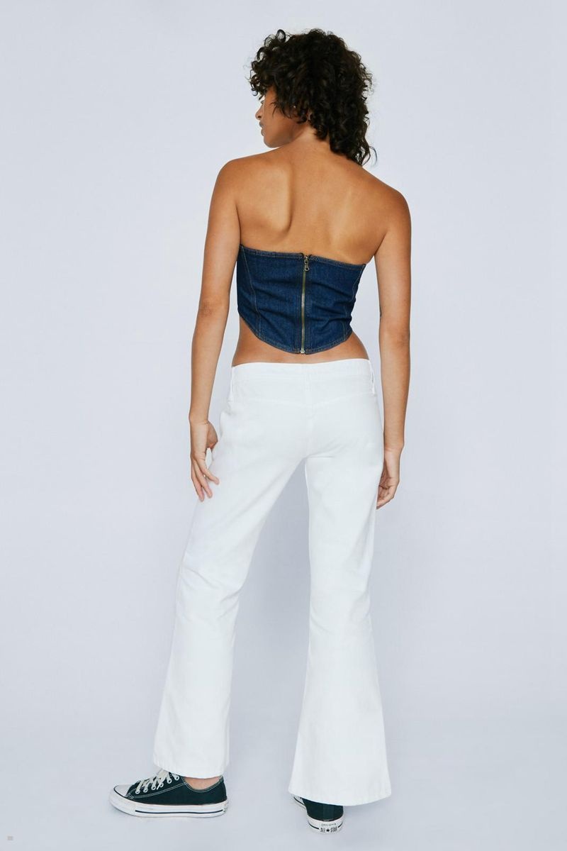 Džíny Nasty Gal Petite Lattice Split Front Flared Denim Bílé | CZ 9410-PGRYQ