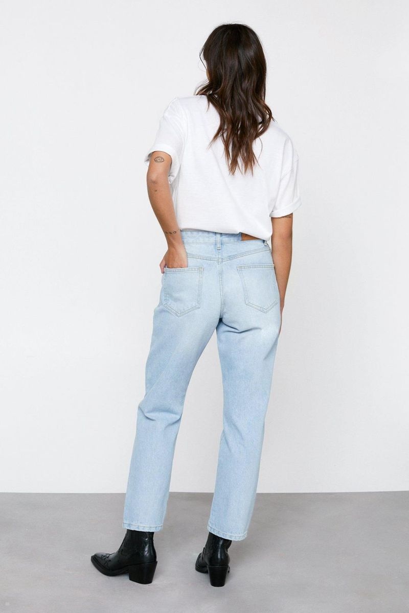 Džíny Nasty Gal Petite Organic Bavlněné Rovný Leg Denim Blankyt | CZ 5364-IRVBC