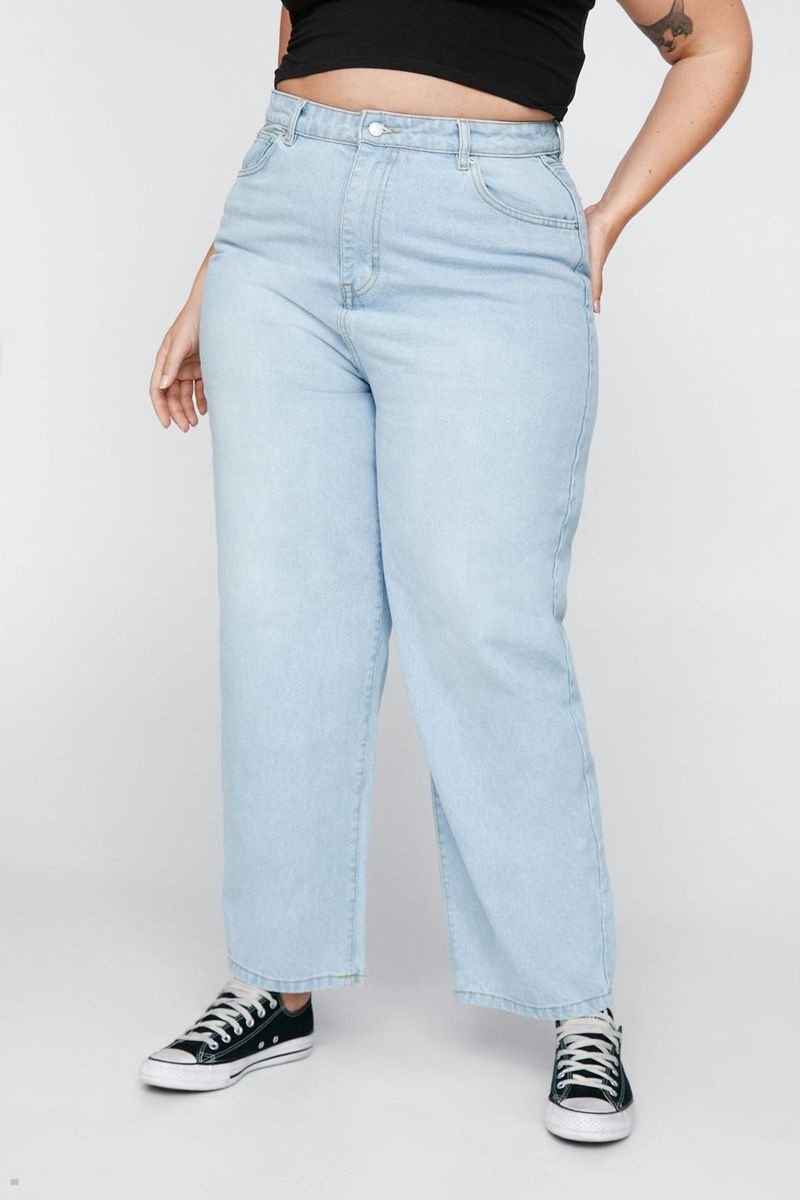 Džíny Nasty Gal Plus Velikost High Waisted Denim Mom Blankyt | CZ 8351-TVUCP