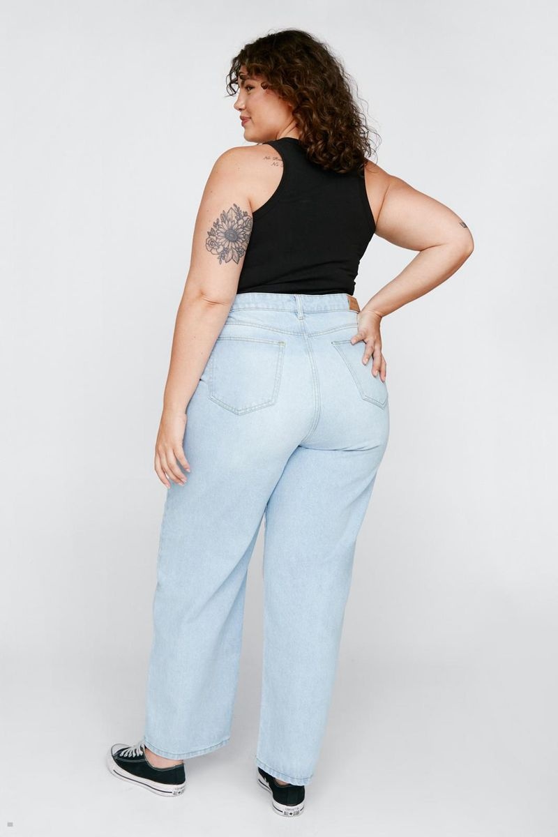 Džíny Nasty Gal Plus Velikost High Waisted Denim Mom Blankyt | CZ 8351-TVUCP