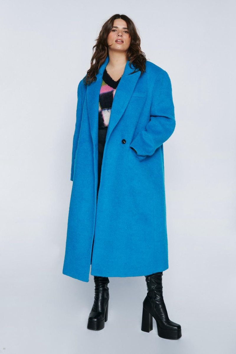 Kabáty Nasty Gal Plus Velikost Premium Vlna Brushed Blankyt | CZ 9143-WKJFY