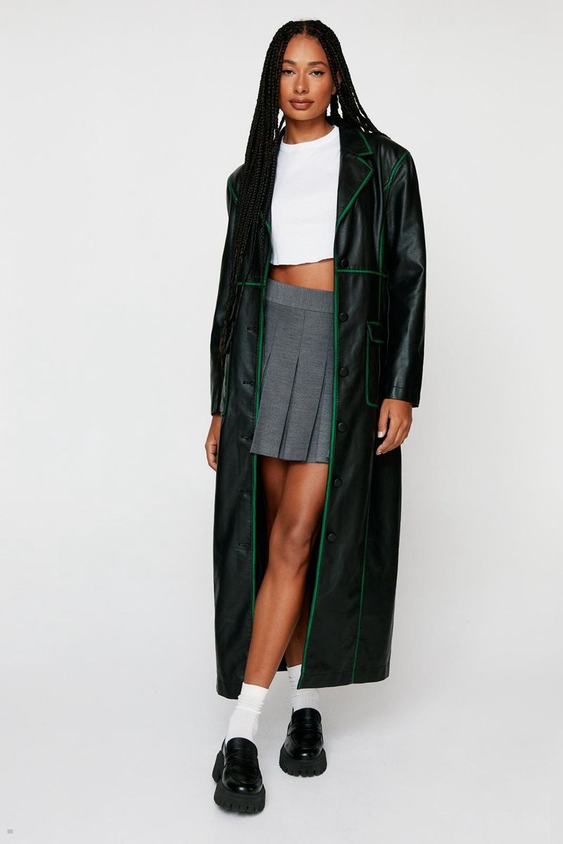 Kabáty Nasty Gal Premium Distressed Faux Læder Duster Černé | CZ 8925-HLGSY