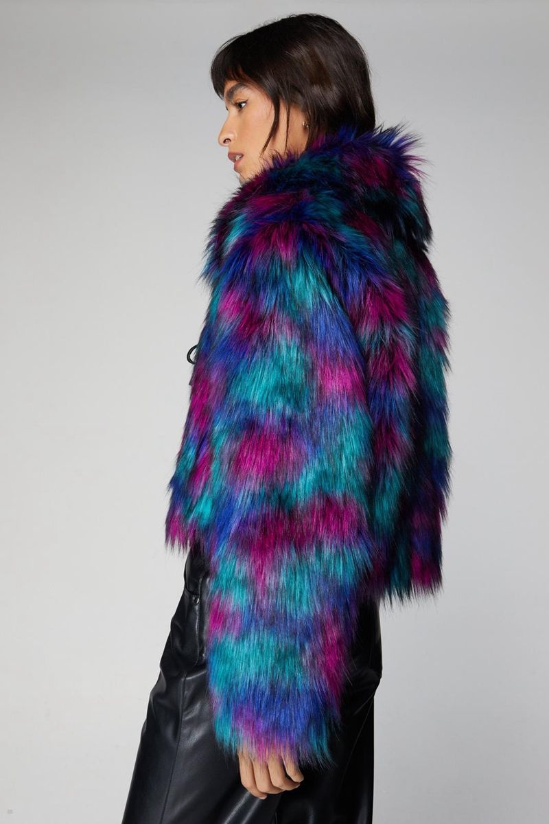Kabáty Nasty Gal Premium Faux Fur Tie Detail Viacfarebný | CZ 1623-NMRHA