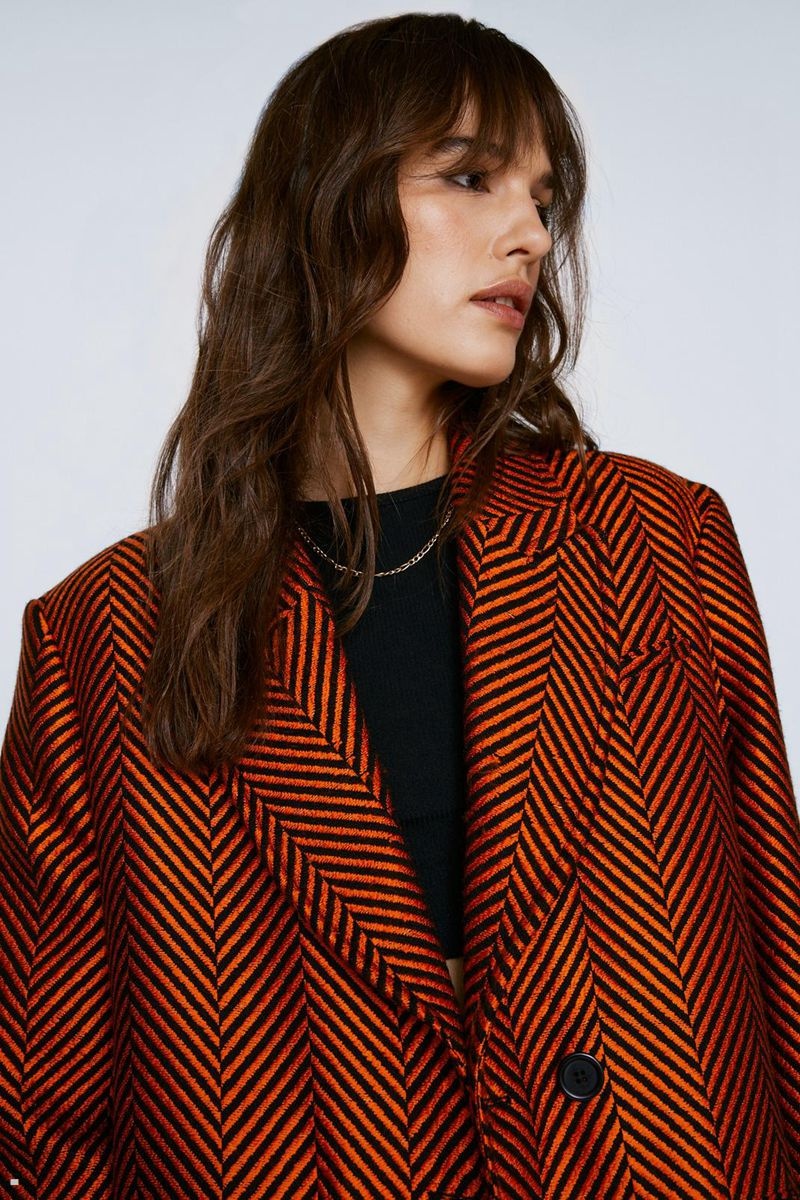 Kabáty Nasty Gal Premium Herringbone Duster Oranžové | CZ 6427-TGAMU