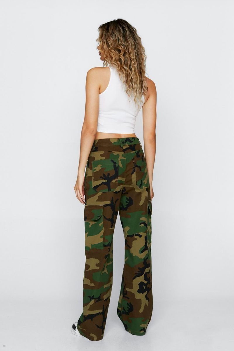 Kalhoty Nasty Gal Camo Print Pocket Cargo Zelene | CZ 4729-VAGQB