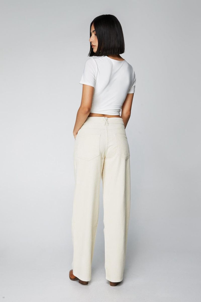 Kalhoty Nasty Gal Corduroy Rovný Leg Bílé | CZ 4812-EVMJR