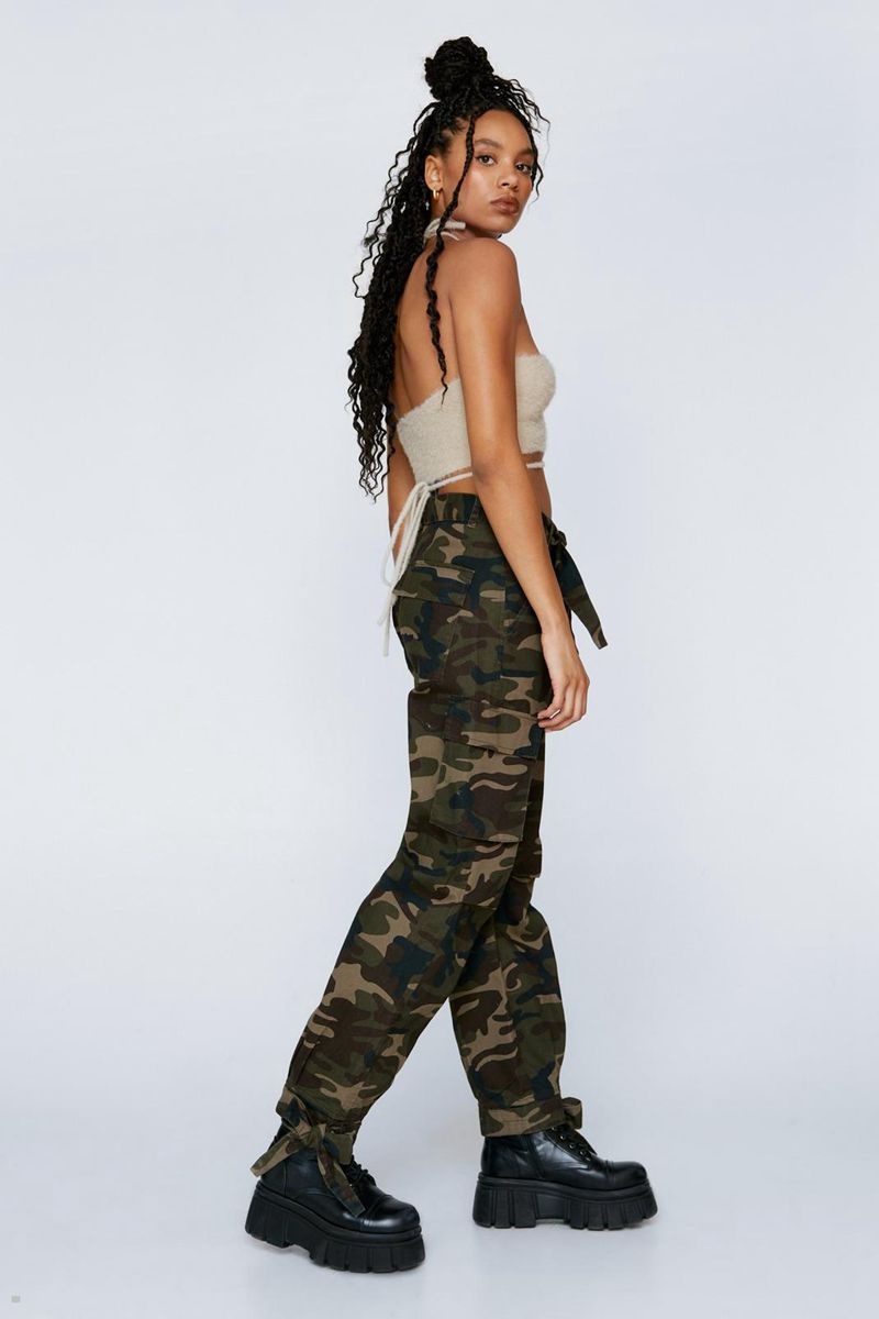 Kalhoty Nasty Gal Low Rise Camo Print Cargo Zelene | CZ 8645-YQIES