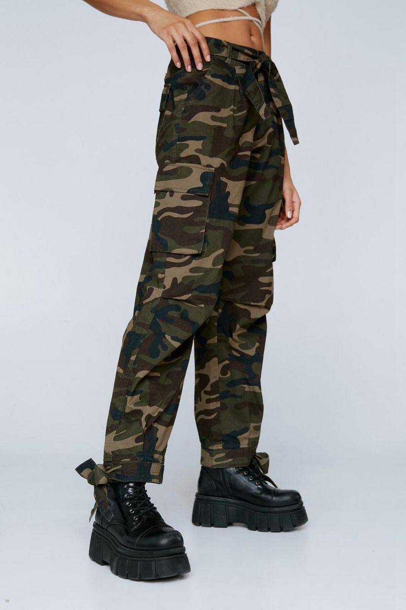 Kalhoty Nasty Gal Low Rise Camo Print Cargo Zelene | CZ 8645-YQIES