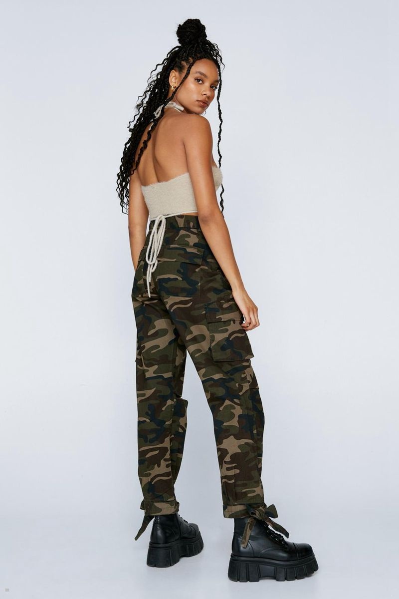 Kalhoty Nasty Gal Low Rise Camo Print Cargo Zelene | CZ 8645-YQIES