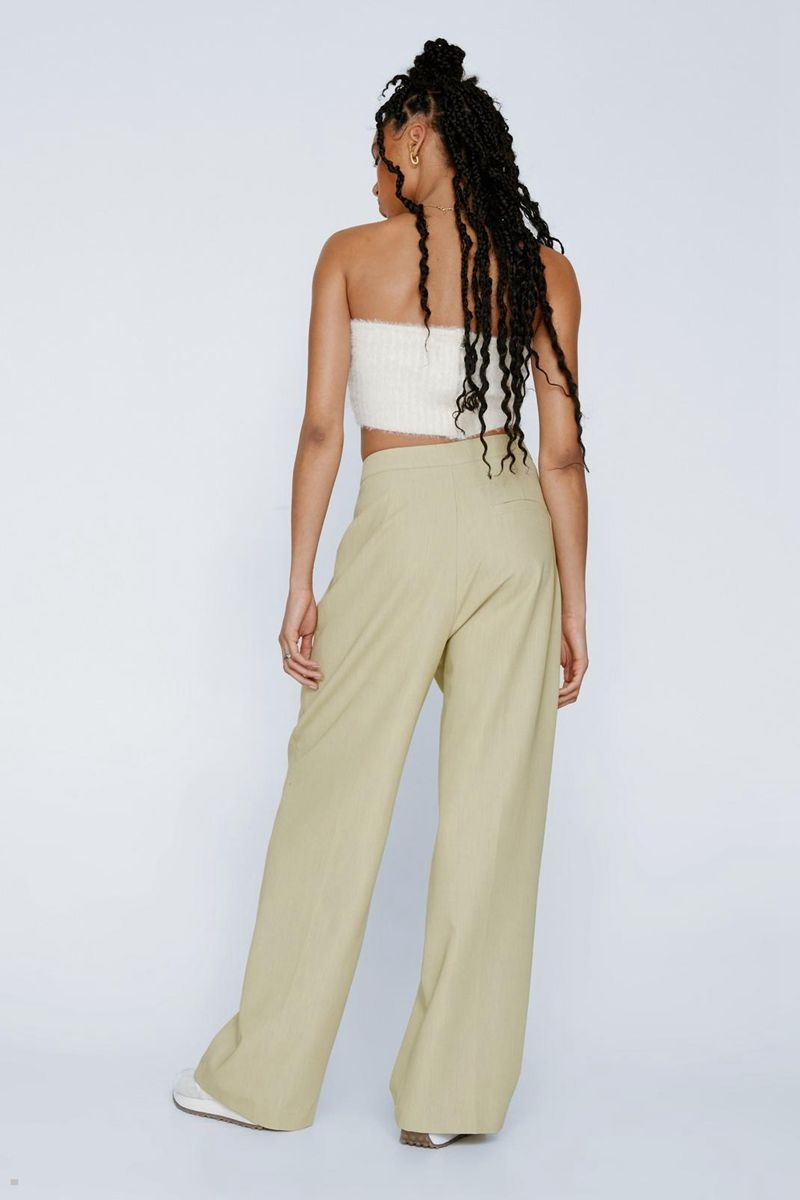 Kalhoty Nasty Gal Marled Tailored Pleat Front Béžový | CZ 6942-SYAVC