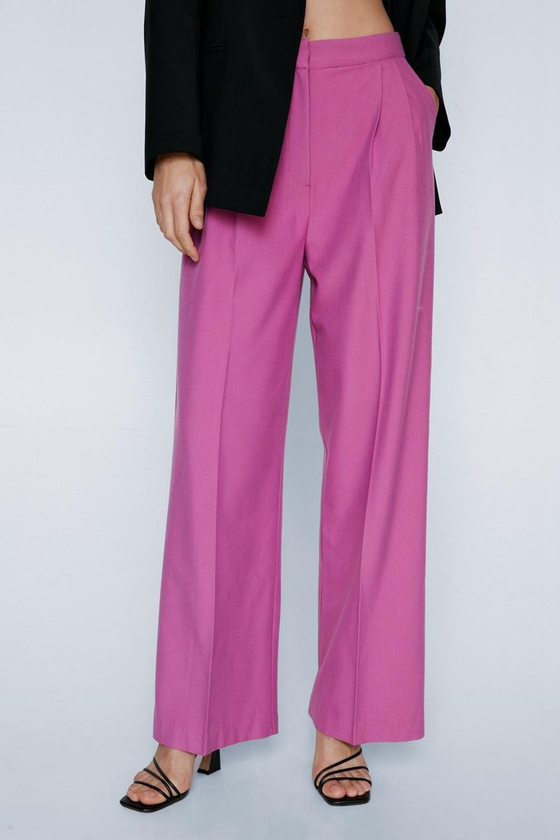 Kalhoty Nasty Gal Marled Tailored Pleat Front Růžové | CZ 8450-RBKNM