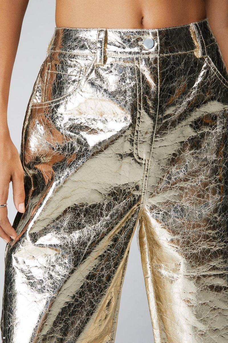 Kalhoty Nasty Gal Metallic Crackle Horse Shoe Šedé | CZ 1543-FJMYA