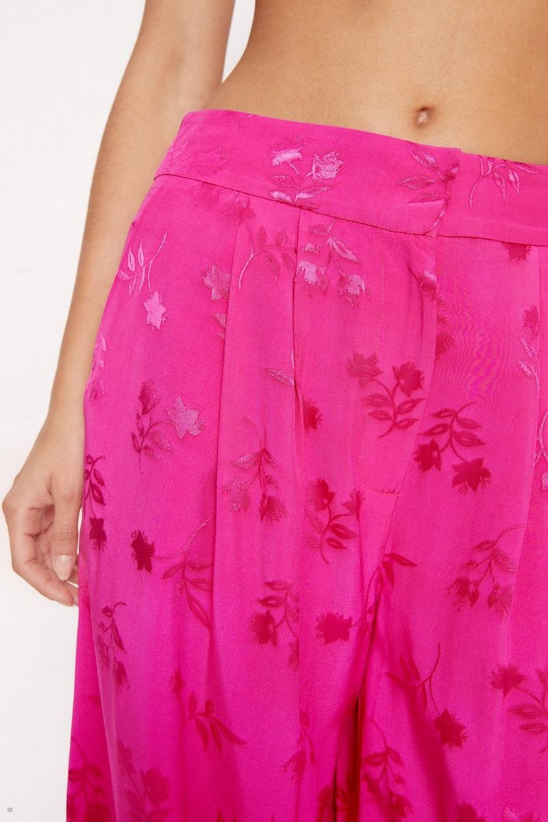 Kalhoty Nasty Gal Petite Premium Floral Satin Široké Leg Růžové | CZ 6521-OVWJY