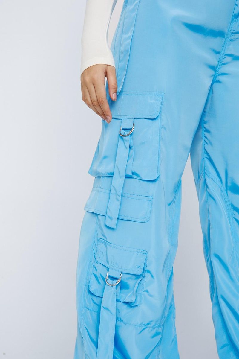 Kalhoty Nasty Gal Plus Velikost Nylon Široké Leg Pocket Cargo Tmavě Blankyt | CZ 9867-RUXGN